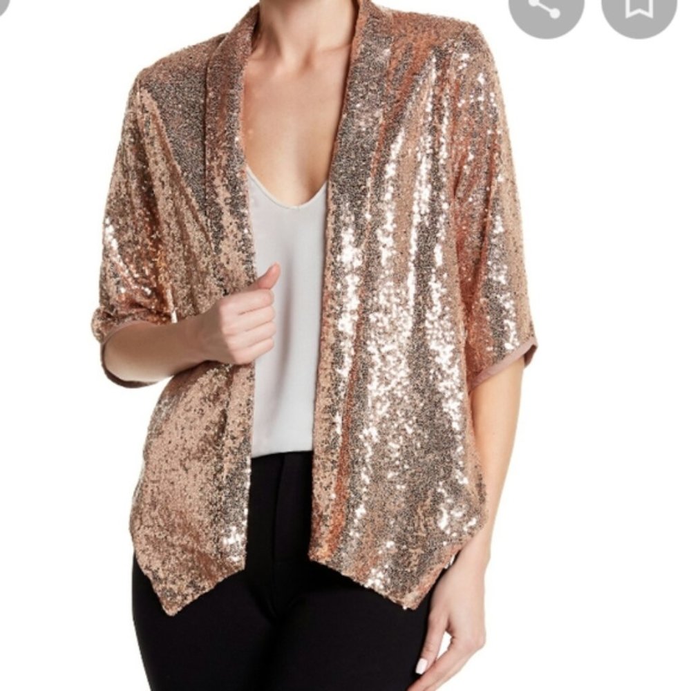 Living Doll Los Angeles Pink Sequin Blazer Jacket Small